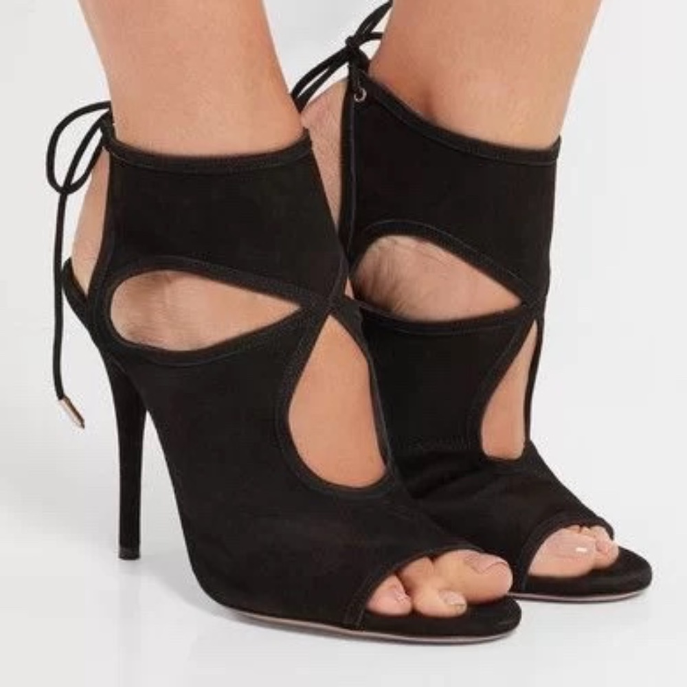 AQUAZZURA SEXY THING 105 CUTOUT SANDAL HEELS